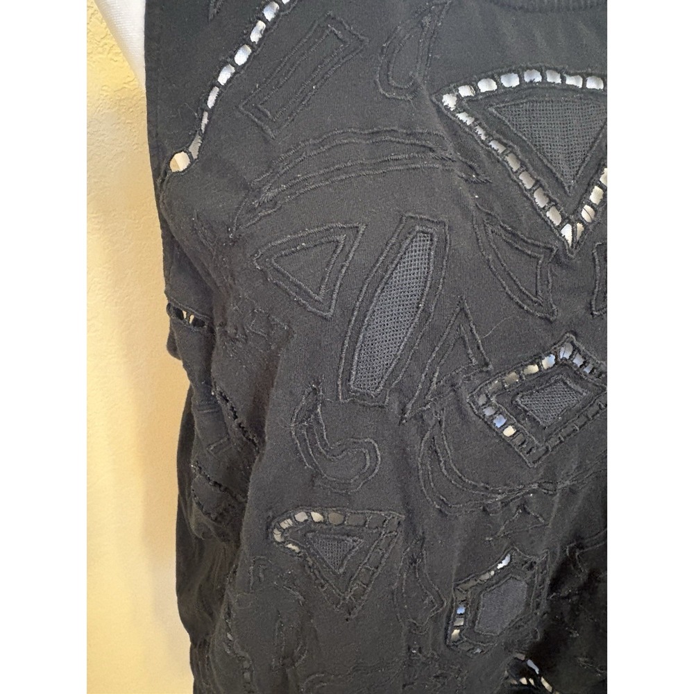 Lucky Brand Women's Black Embroidered Cut Out Sleeveless Top, XL - Picture 4 of 7